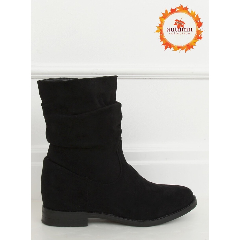 Black boots on a hidden wedge heel BJ1536-KB Black 1