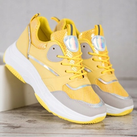 Ideal Shoes Casual Platform Sneakers yellow 2