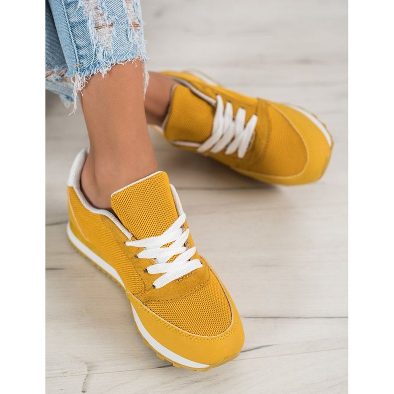 Ideal Shoes Lace-up Sports Shoes yellow 2 Ideal Shoes Lace-up Sports Shoes yellow 2