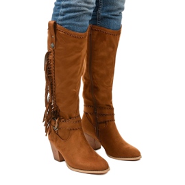 Kellyn camel suede cowboy boots brown 1
