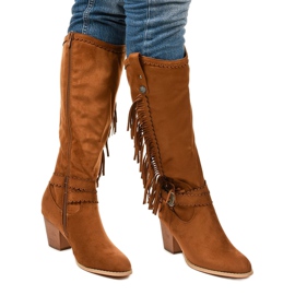 Kellyn camel suede cowboy boots brown 2