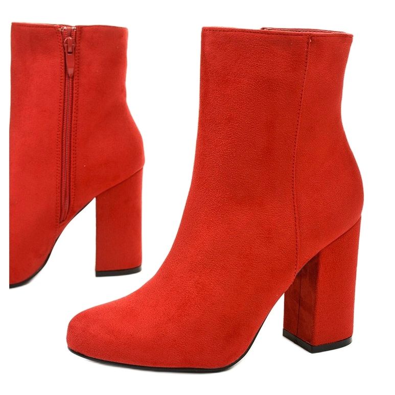 Red suede ankle boots on the Wenonah post 1
