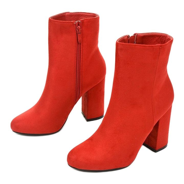 Red suede ankle boots on the Wenonah post 2