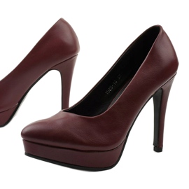 Maroon matt pumps on a Density heel red 1