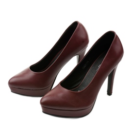 Maroon matt pumps on a Density heel red 2
