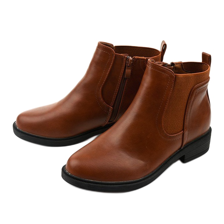 Brown Fysernessa eco-leather flat boots 2