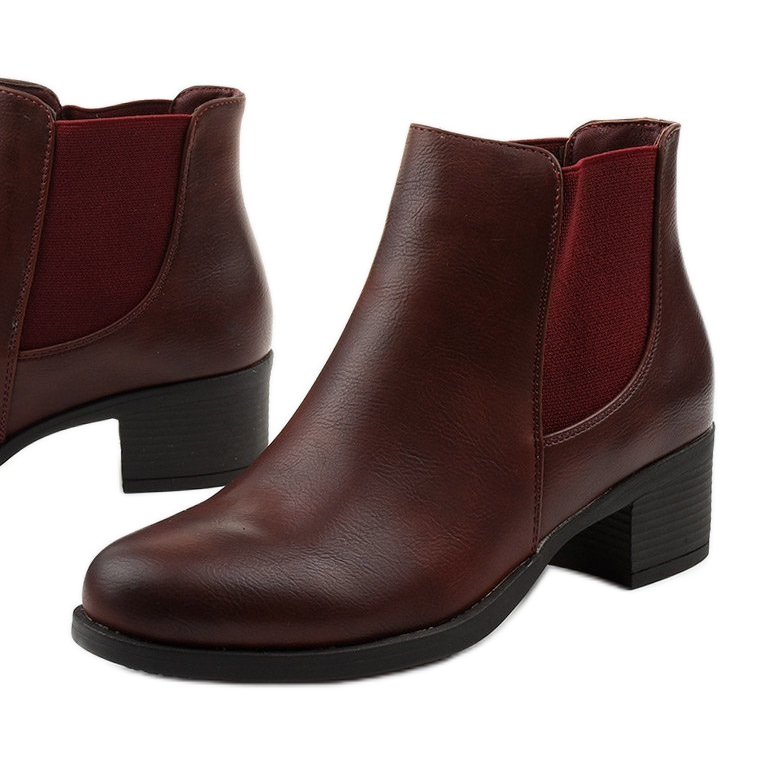 Fysernessa burgundy flat boots in eco-leather red multicolored 1