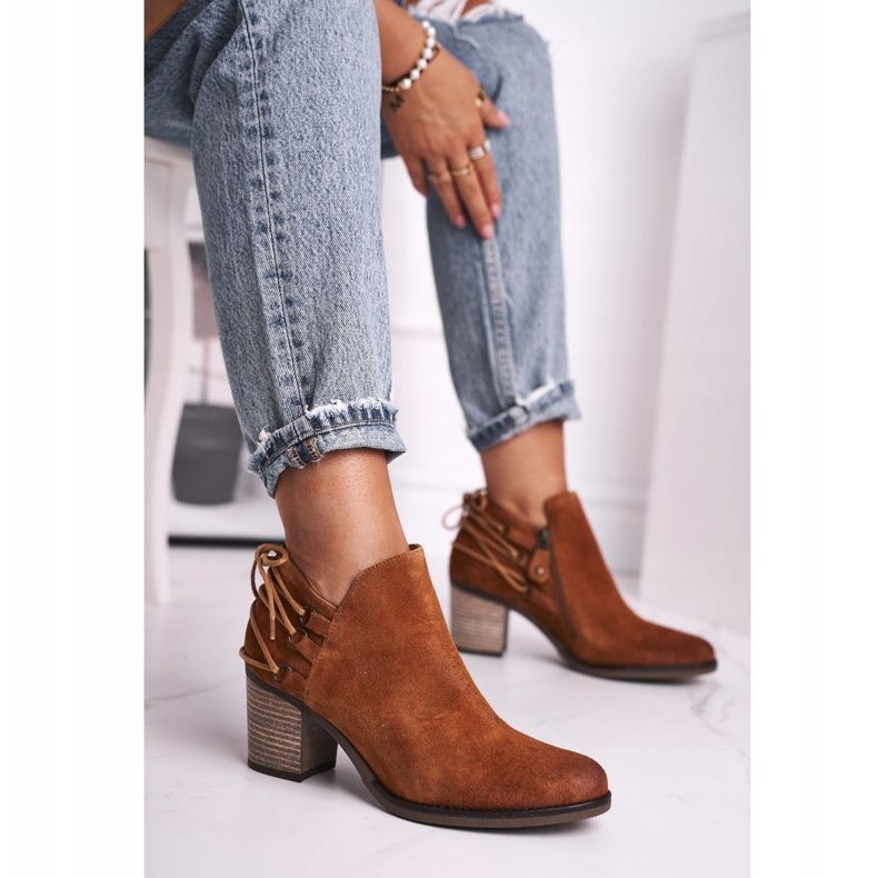 Women's Boots On Heel Maciejka Spring Leather Red 04812-29 brown 1