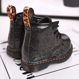 FRROCK Children's Boots Warm with a zipper Lacquered Glitter Black Mistor 1