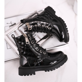 FRROCK Children's Boots Warmed With Fur, Lacquered Black Say You 1