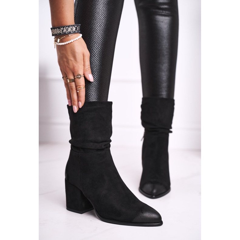 Vinceza Women's Boots On Heel Eco-Suede Black Up Side 1