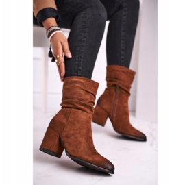 Vinceza Women's Eco-Suede Camel Up Side Boots On Heel brown 1