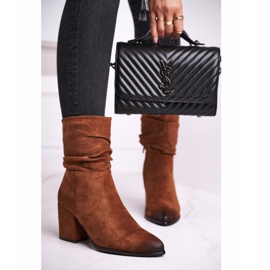Vinceza Women's Eco-Suede Camel Up Side Boots On Heel brown 2
