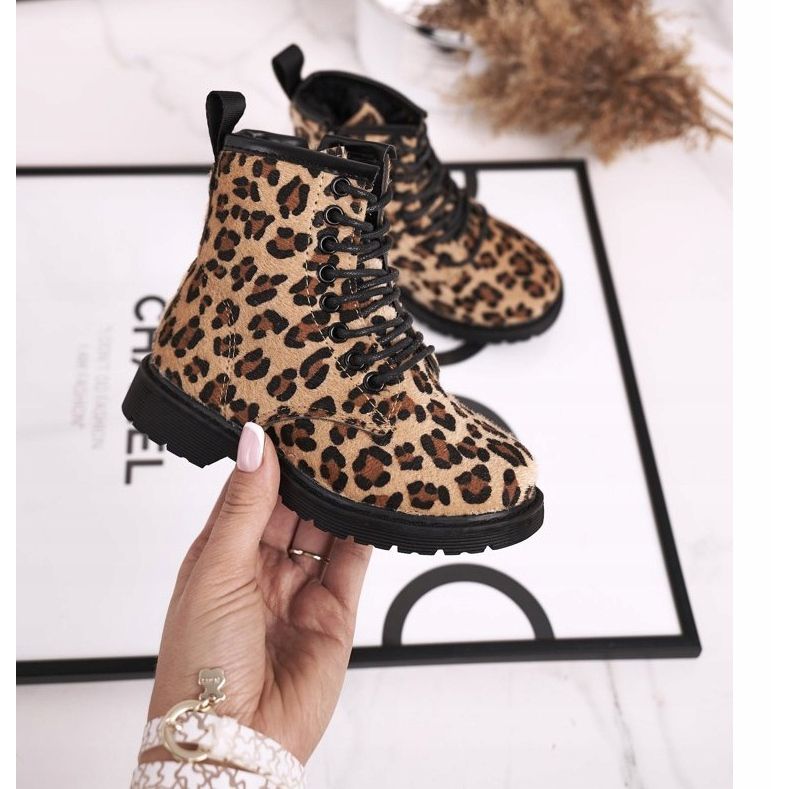 FRROCK Children's boots with a leopard pattern Dafne brown multicolored 2