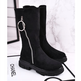 Apawwa Children's High Boots Suede Warmed Black Norabel 2