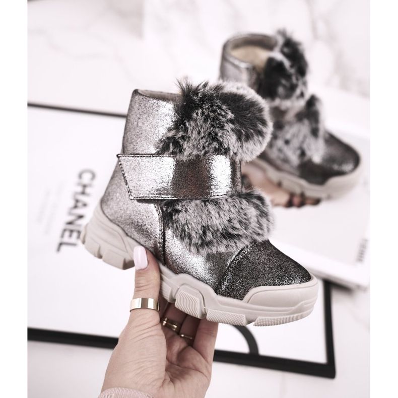 Apawwa Children's Warm Boots Velcro Fur Gray Husar grey 2 Apawwa Children's Warm Boots Velcro Fur Gray Husar grey 2