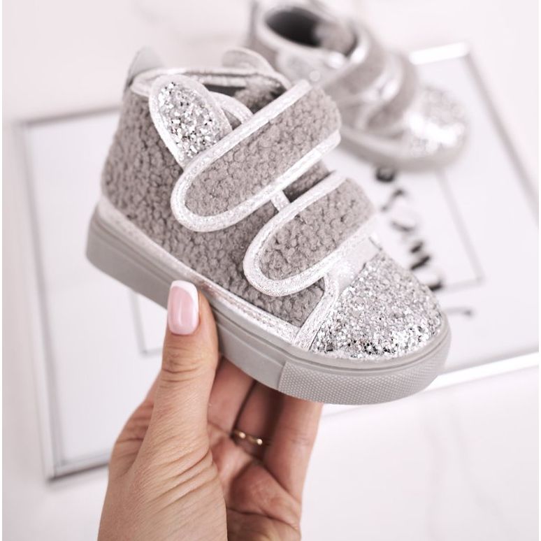 FRROCK Children's Sneakers High Warm Gray Clifford silver grey 1