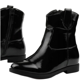 Black insulated boots with a hidden wedge eco-leather Leafoak 1