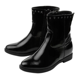 Black boots with a hidden wedge and Forget letters 2