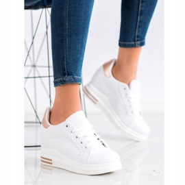 SHELOVET Sports shoes on a wedge white golden 2