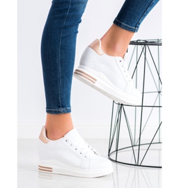 SHELOVET Sports shoes on a wedge white golden 1