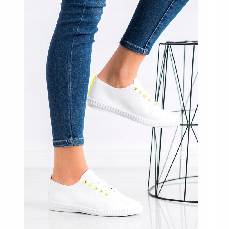 SHELOVET Light Sneakers With Eco Leather white yellow 2