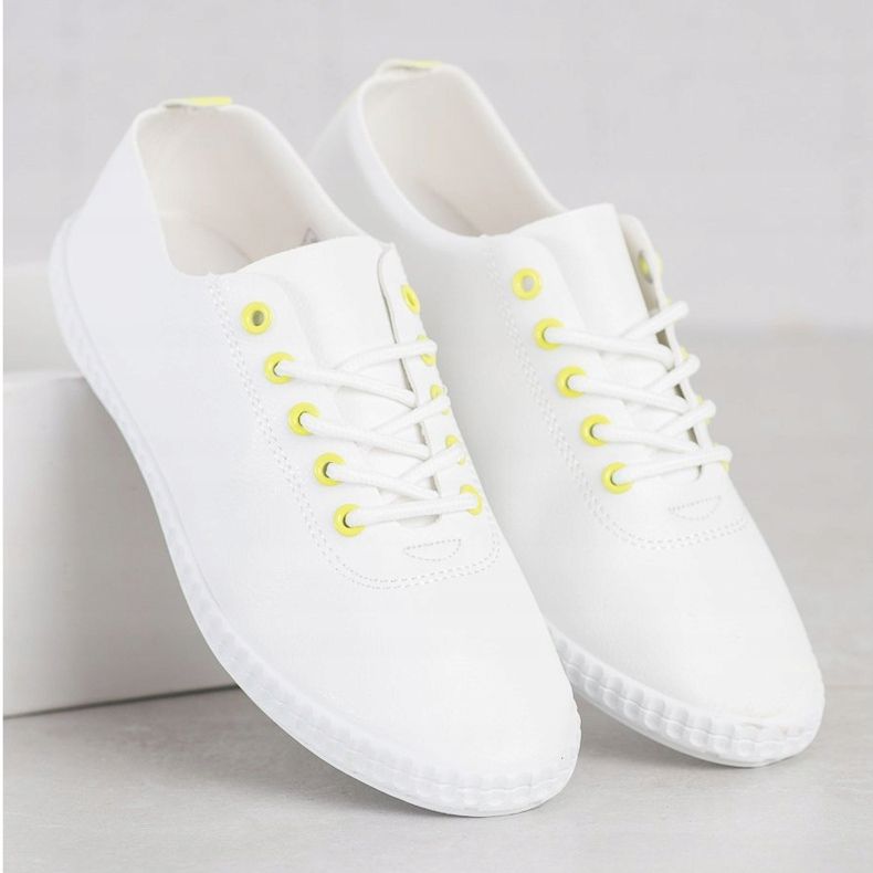SHELOVET Light Sneakers With Eco Leather white yellow 1