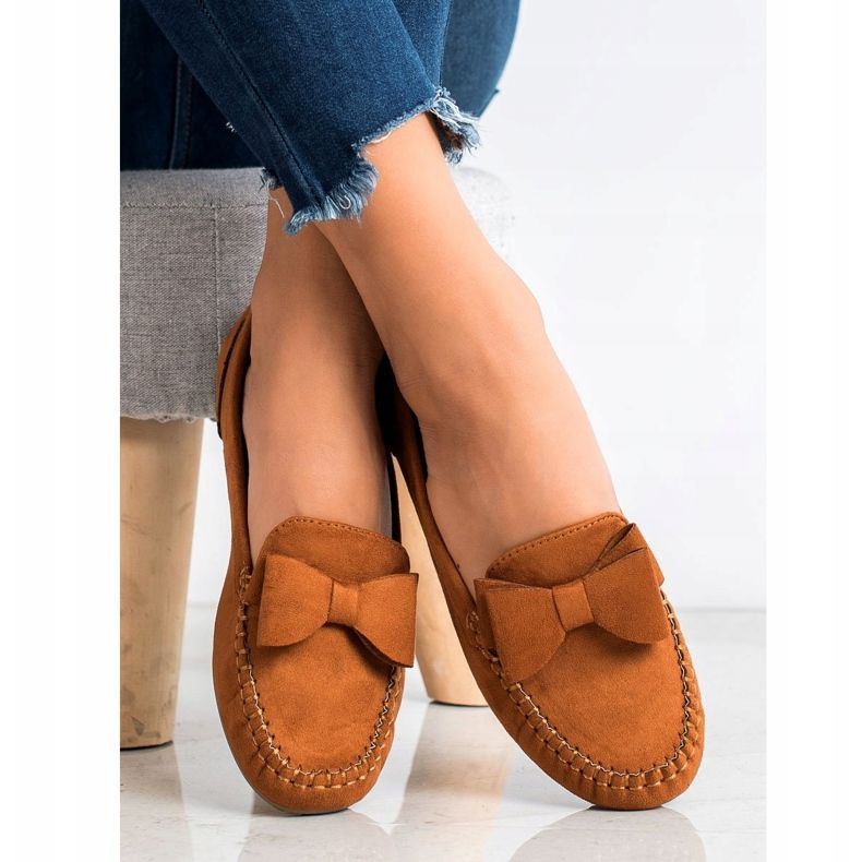 Fama Loafers With A Bow brown yellow 2