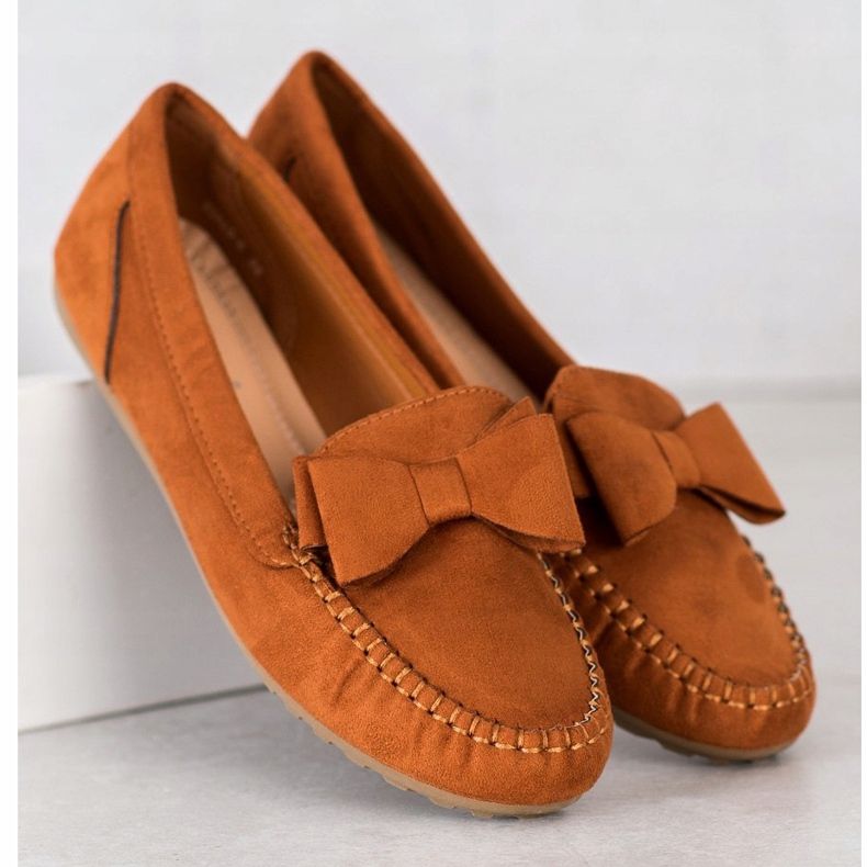 Fama Loafers With A Bow brown yellow 1