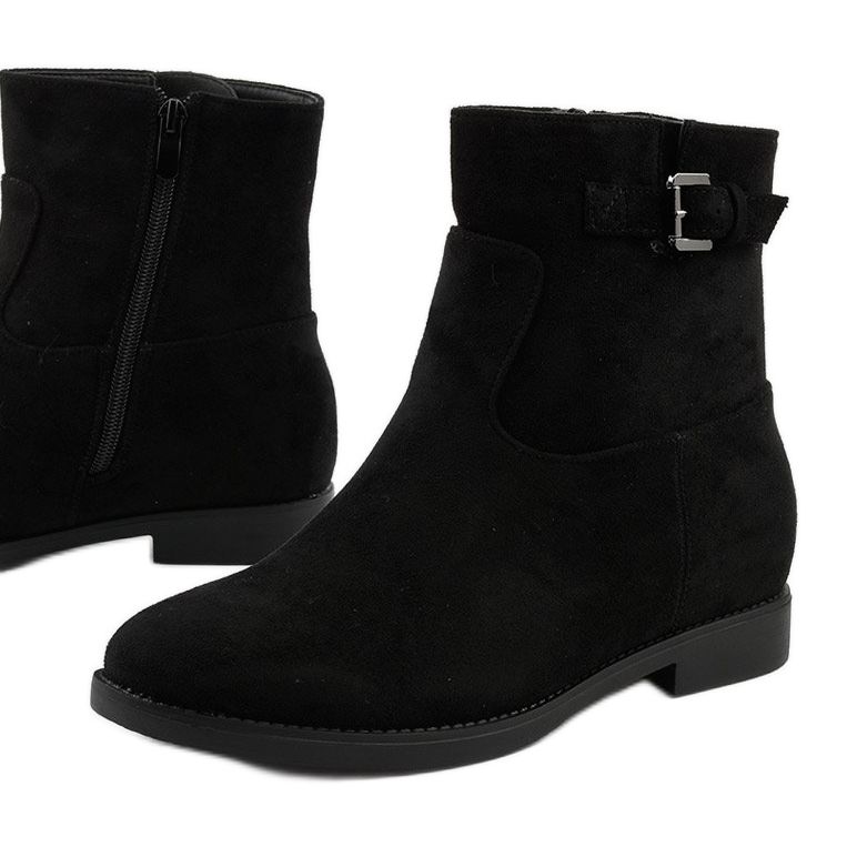 Black insulated boots with a hidden wedge Clifford suede 1