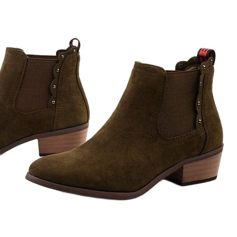 Khaki flat ankle boots Nilanda insulated boots brown 1