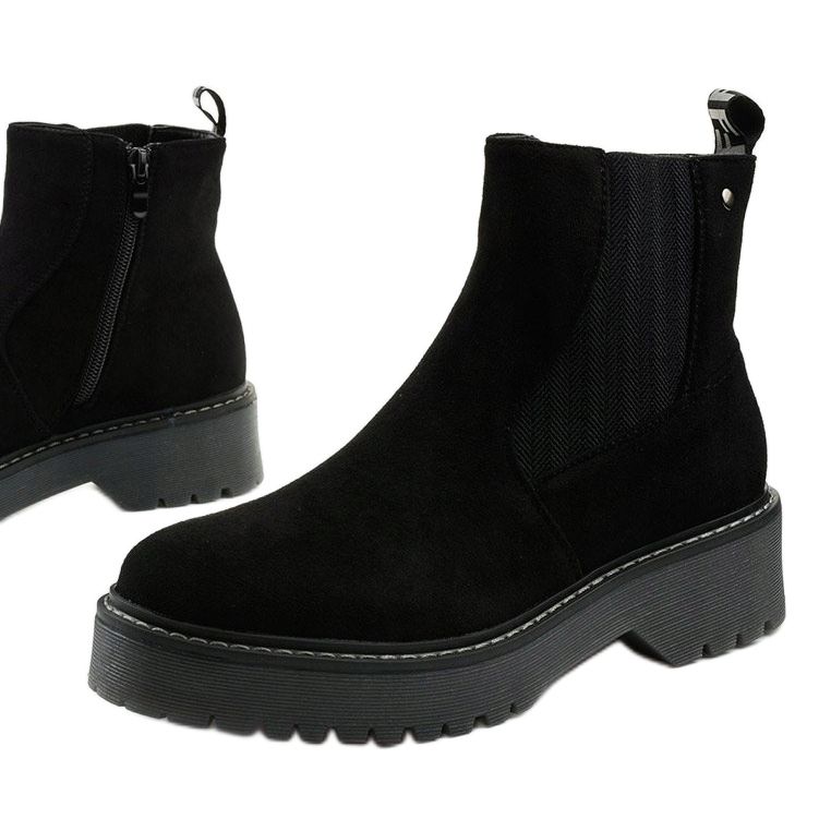Black flat boots made of suede-like eco-leather Mildshade 1