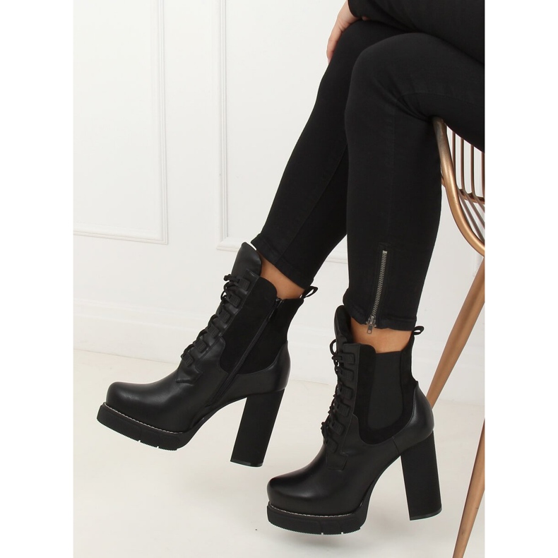 Black wide-heeled boots DF3718 Black 2 Black wide-heeled boots DF3718 Black 2