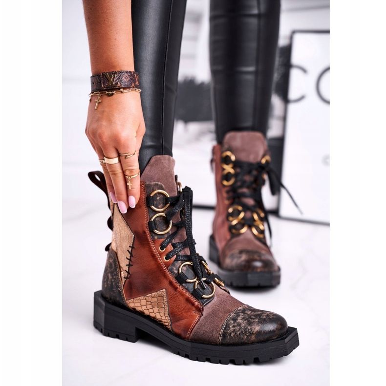 Women's Boots Leather Maciejka Red 04184-29 / 00-3 brown multicolored 2