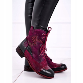 Women's Warm Leather Boots Maciejka Violet 04625-23 red multicolored 1
