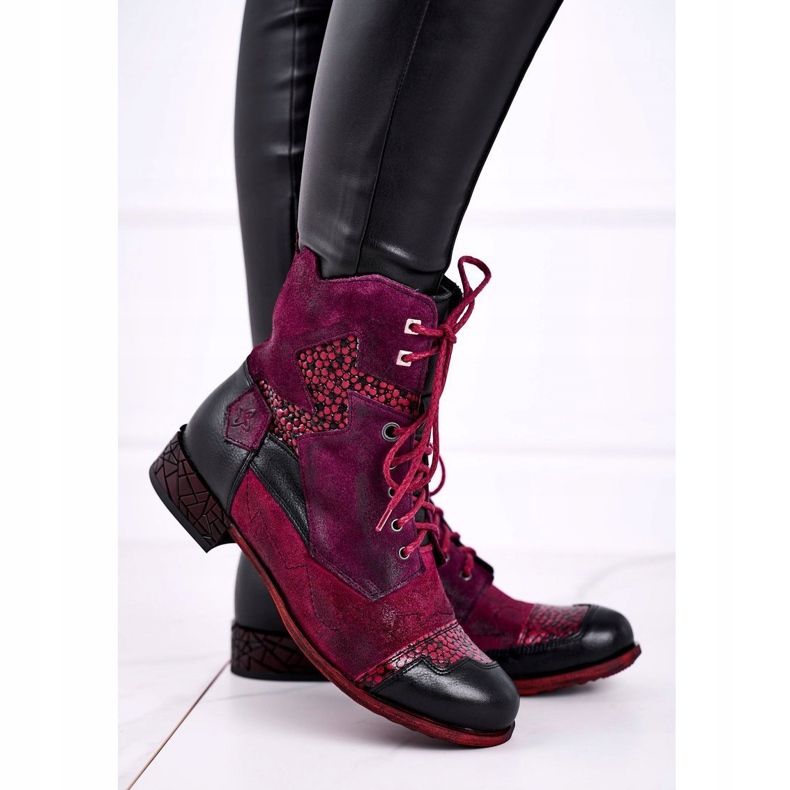 Women's Warm Leather Boots Maciejka Violet 04625-23 red multicolored 1