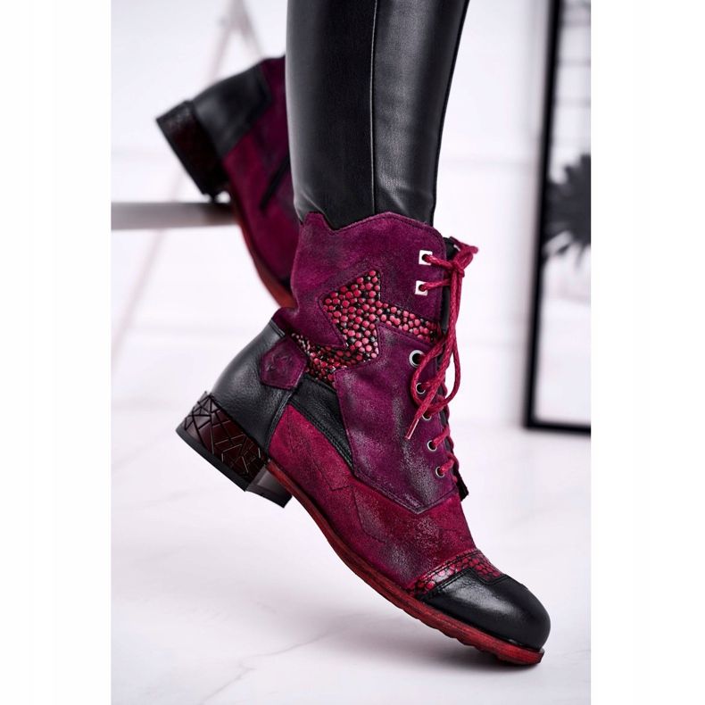 Women's Warm Leather Boots Maciejka Violet 04625-23 red multicolored 2