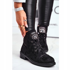 Women's Warm Boots Suede Crystals Black Hondus 1
