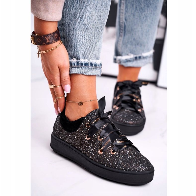 Women's Sneakers Elegant Leather Laura Messi Black 2045 2