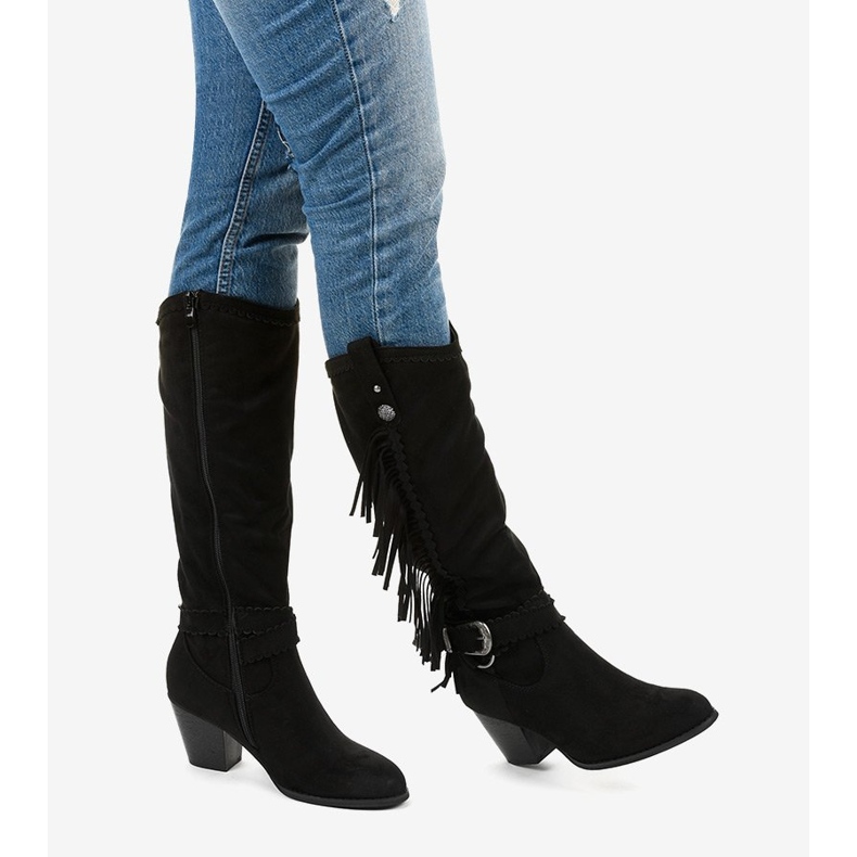 Kellyn black suede cowboy boots 1