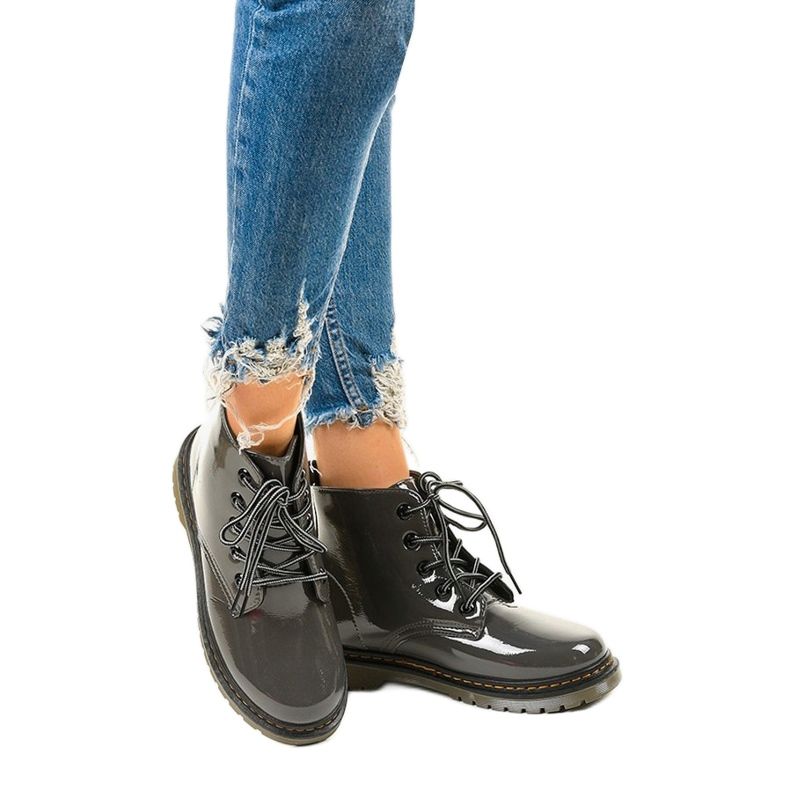 Gray patent leather boots TL143-7 grey 1