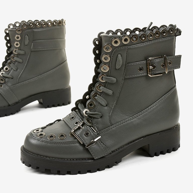 Gray insulated boots with a 1370-5 buckle grey 1