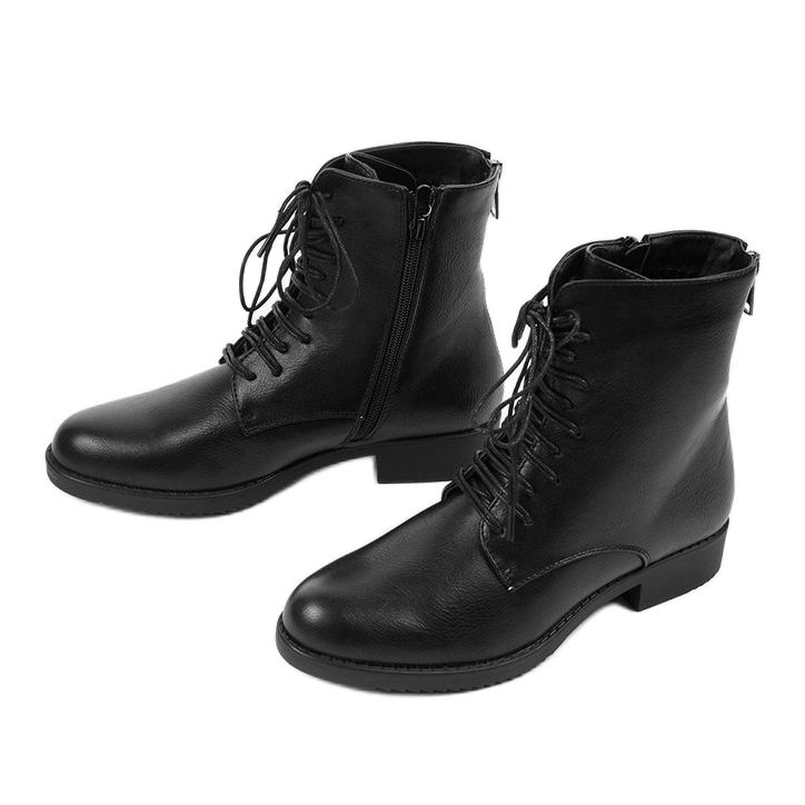 Black women's workery boots A8316 2