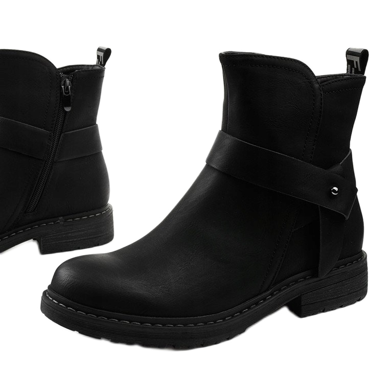 Women's black flat boots with a zipper Graybane 1