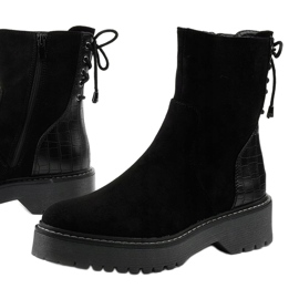 Black suede-like ankle boots with a zipper from Nemororia 1