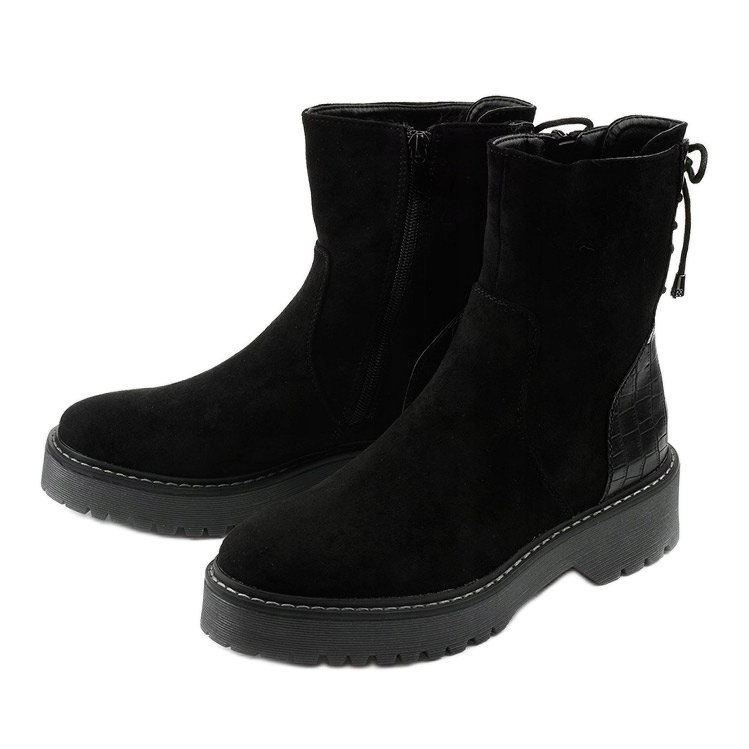 Black suede-like ankle boots with a zipper from Nemororia 2