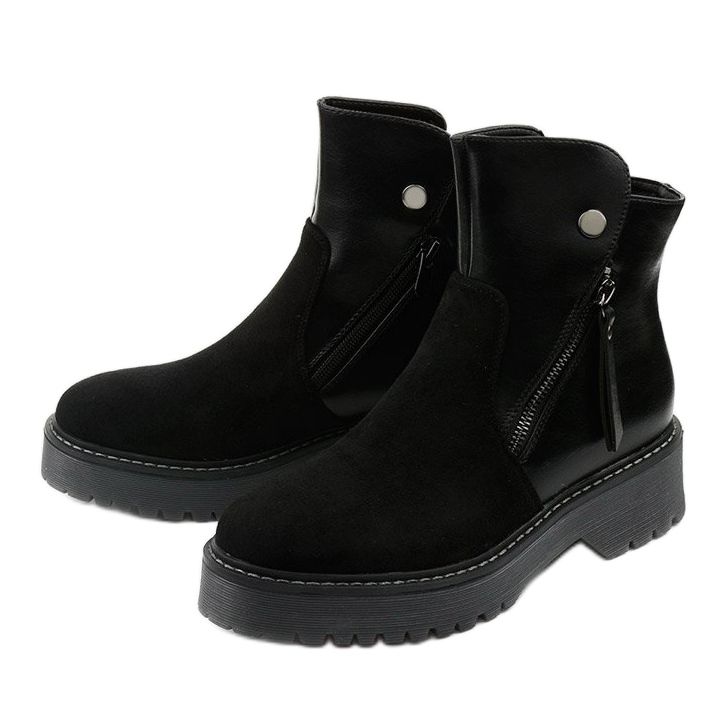 Black eco-leather suede ankle boots from Brundstan 2