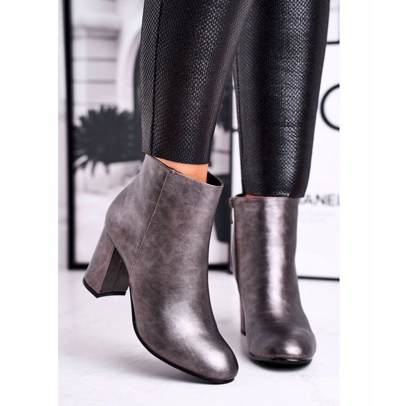 FW1 Women's Boots On Heel Gray Gun grey 2