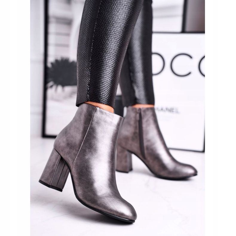 FW1 Women's Boots On Heel Gray Gun grey 1