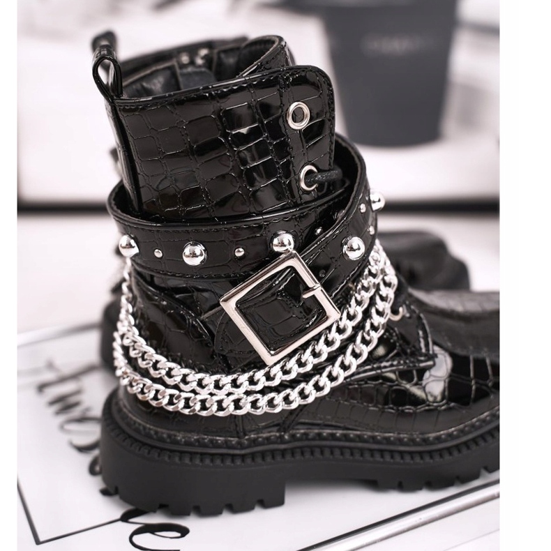 FRROCK Children's Boots Warmed With Fur, Lacquered Black Dolly 2